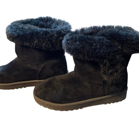 Sonoma 4 Black Girl's Fur Insulated Shearling Style Ankle Boots Shoes Snow - Picture 2 of 5